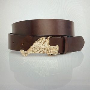 Vinyard Vines Brown Belt with Brass Martha’s Vineyard Buckle 30”L